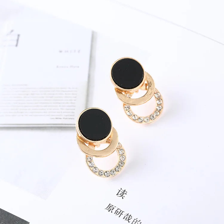 Asymmetrical Hollow Stud Rhinestones Earrings