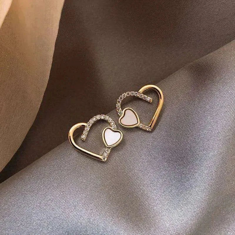 Black Round Rhinestone Drop Earrings - Elegant Hoops