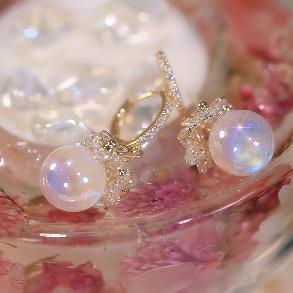 Bohemian Pearl & Rhinestone Stud Earrings