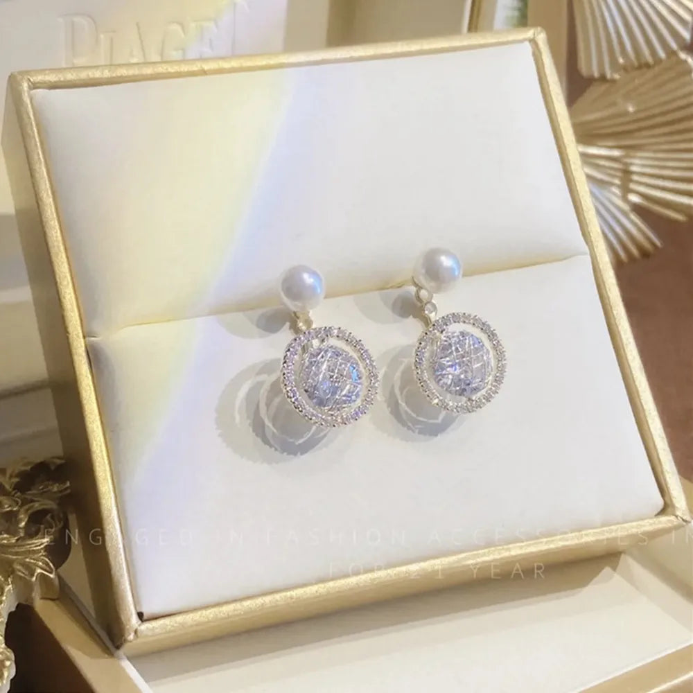 Bohemian Pearl & Rhinestone Stud Earrings