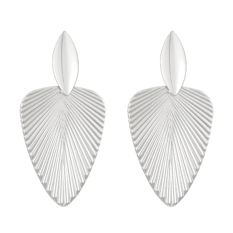 Artisan Textured Leaf Drop Earrings