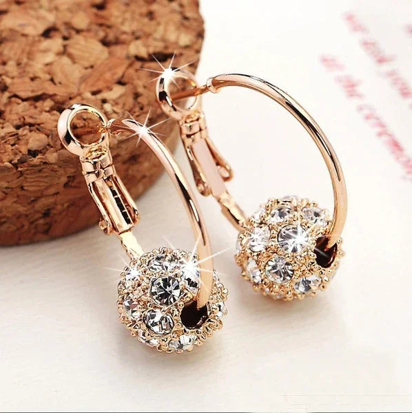 Shiny Zircon Ball Drop Earrings - Silver, Gold, Multicolor