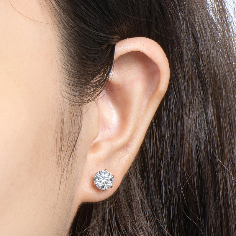 Round Moissanite Stud Earrings