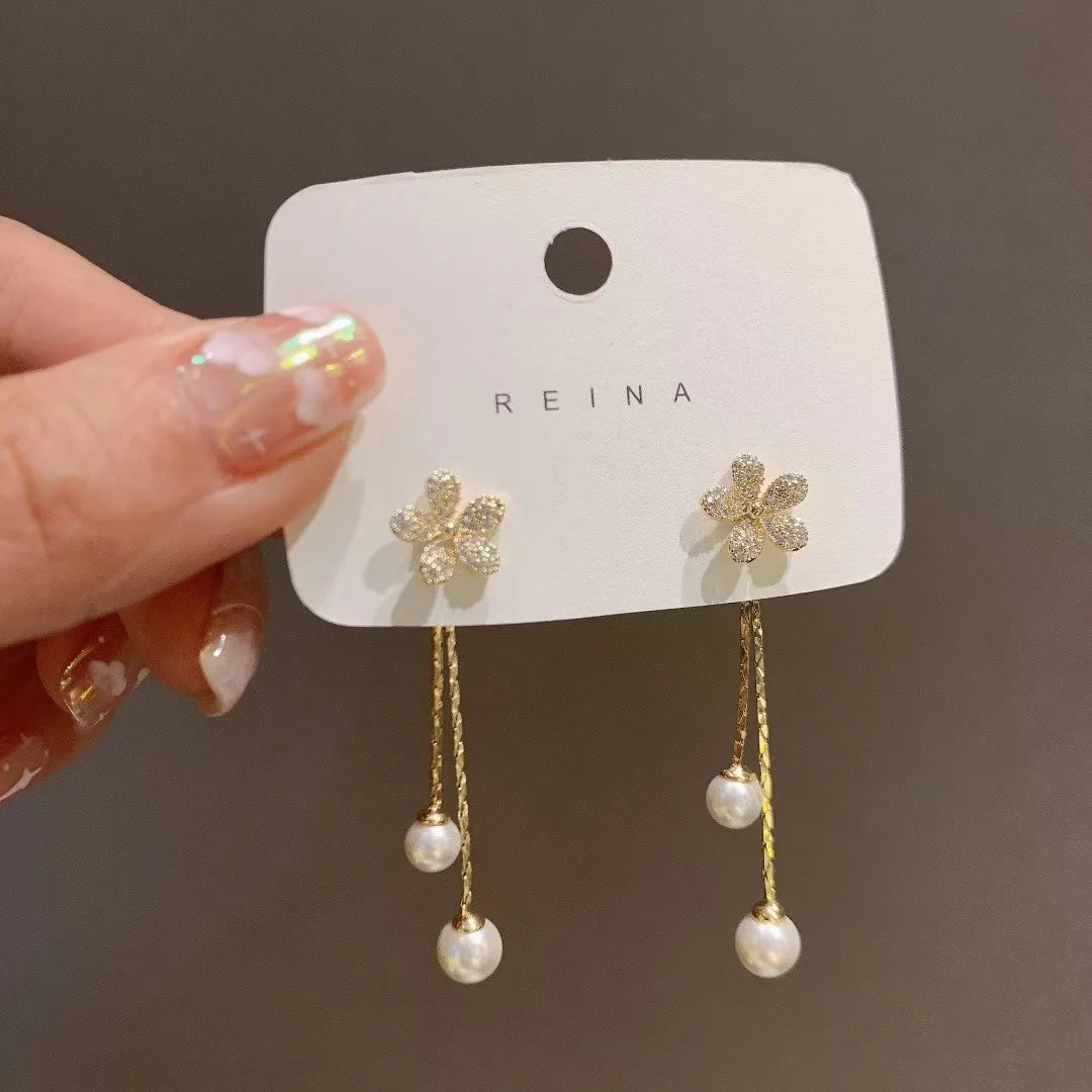 Golden Butterfly Drop Earrings