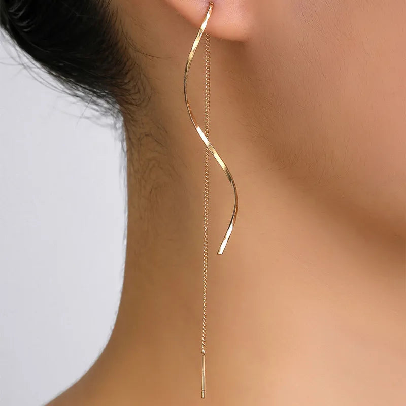 Long Tassel Drop Earrings – Gold/Silver