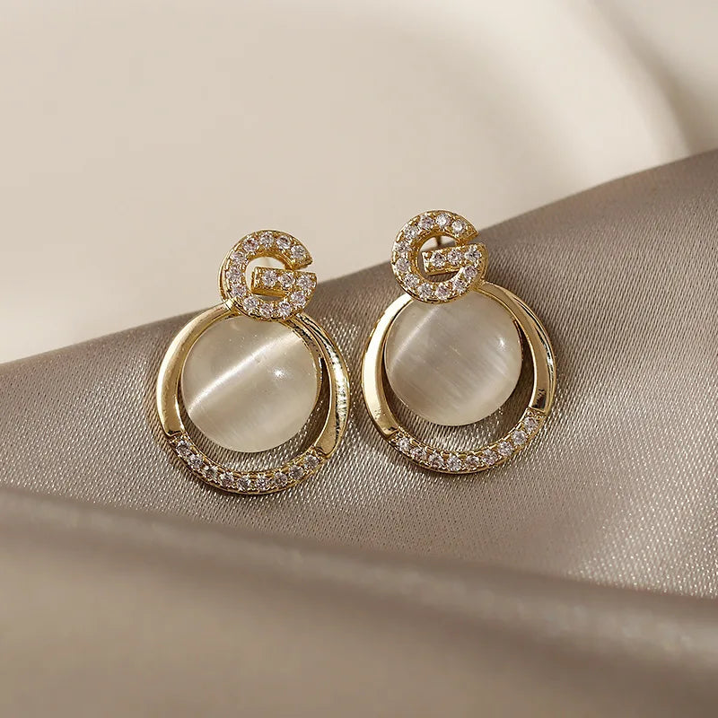 Bohemian Pearl & Rhinestone Stud Earrings