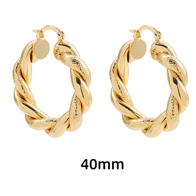 Gold Twisted Hoop Earrings