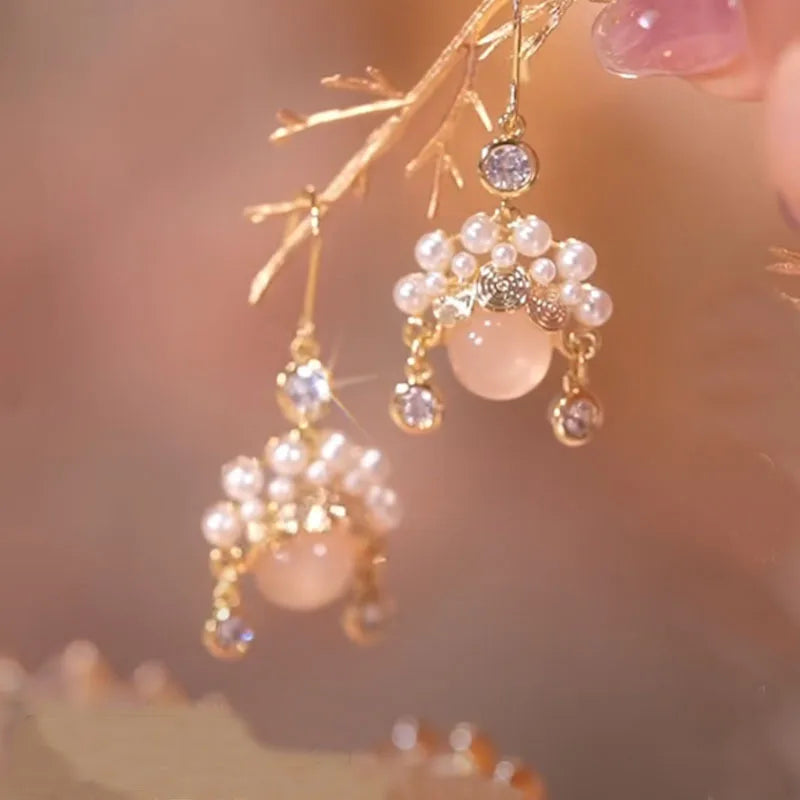 Bohemian Pearl & Rhinestone Stud Earrings
