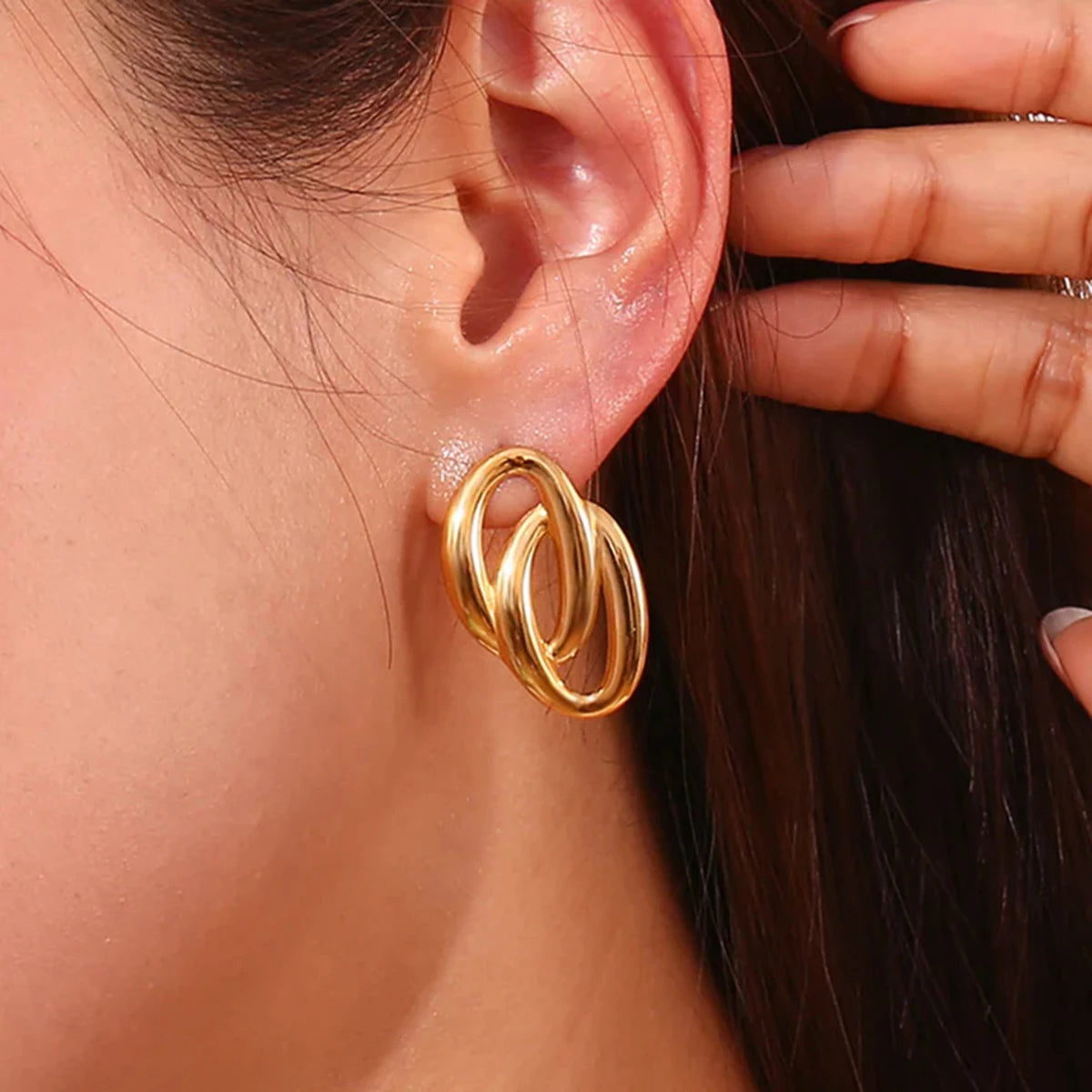 Classic Gold-Tone Oval Huggie Earrings