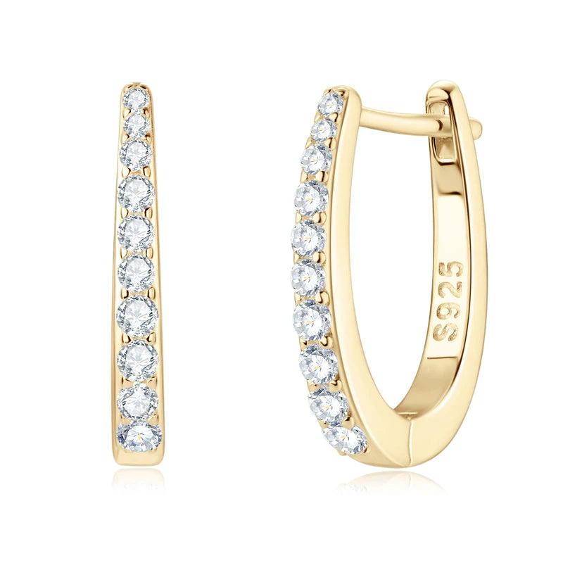 925 Sterling Silver Moissanite U-Hoop Earrings
