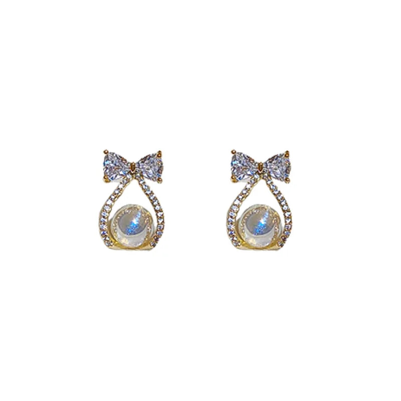Bohemian Pearl & Rhinestone Stud Earrings