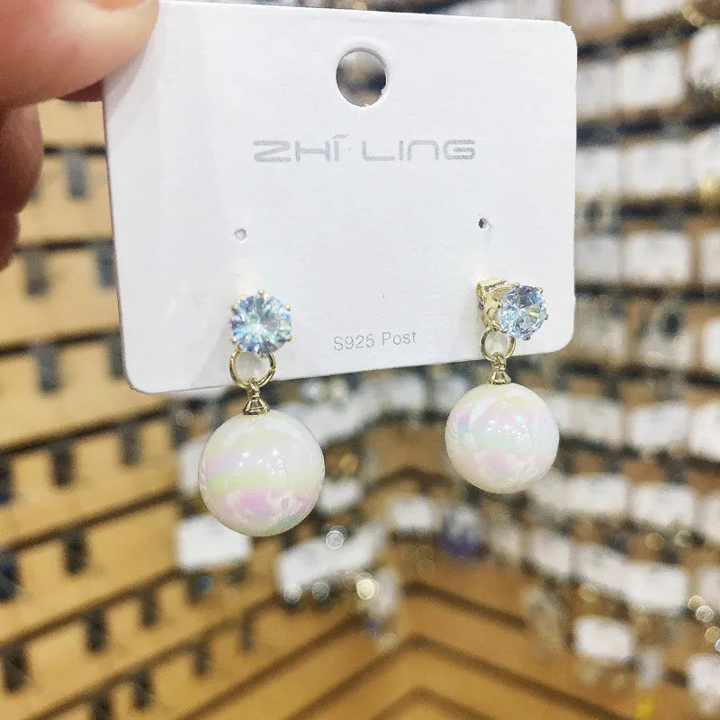 Bohemian Pearl & Rhinestone Stud Earrings