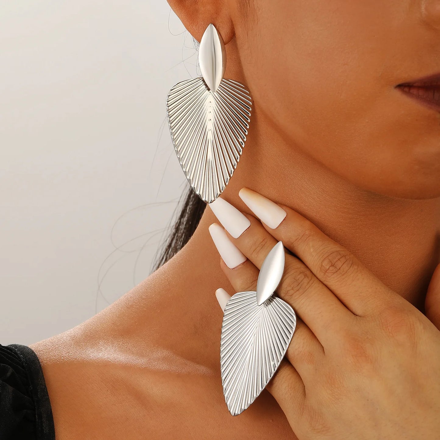 Artisan Textured Leaf Drop Earrings