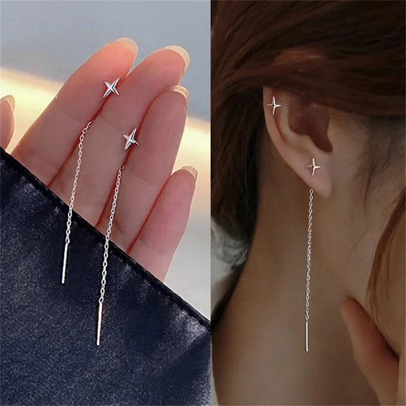 Multicolor Geometric Drop Earrings – Crystal & Copper