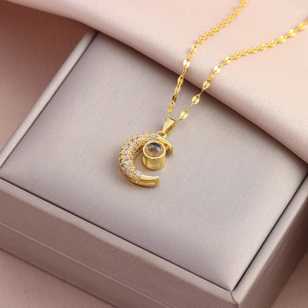Crescent Moon Pendant Necklace