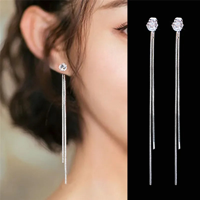 Multicolor Geometric Drop Earrings – Crystal & Copper