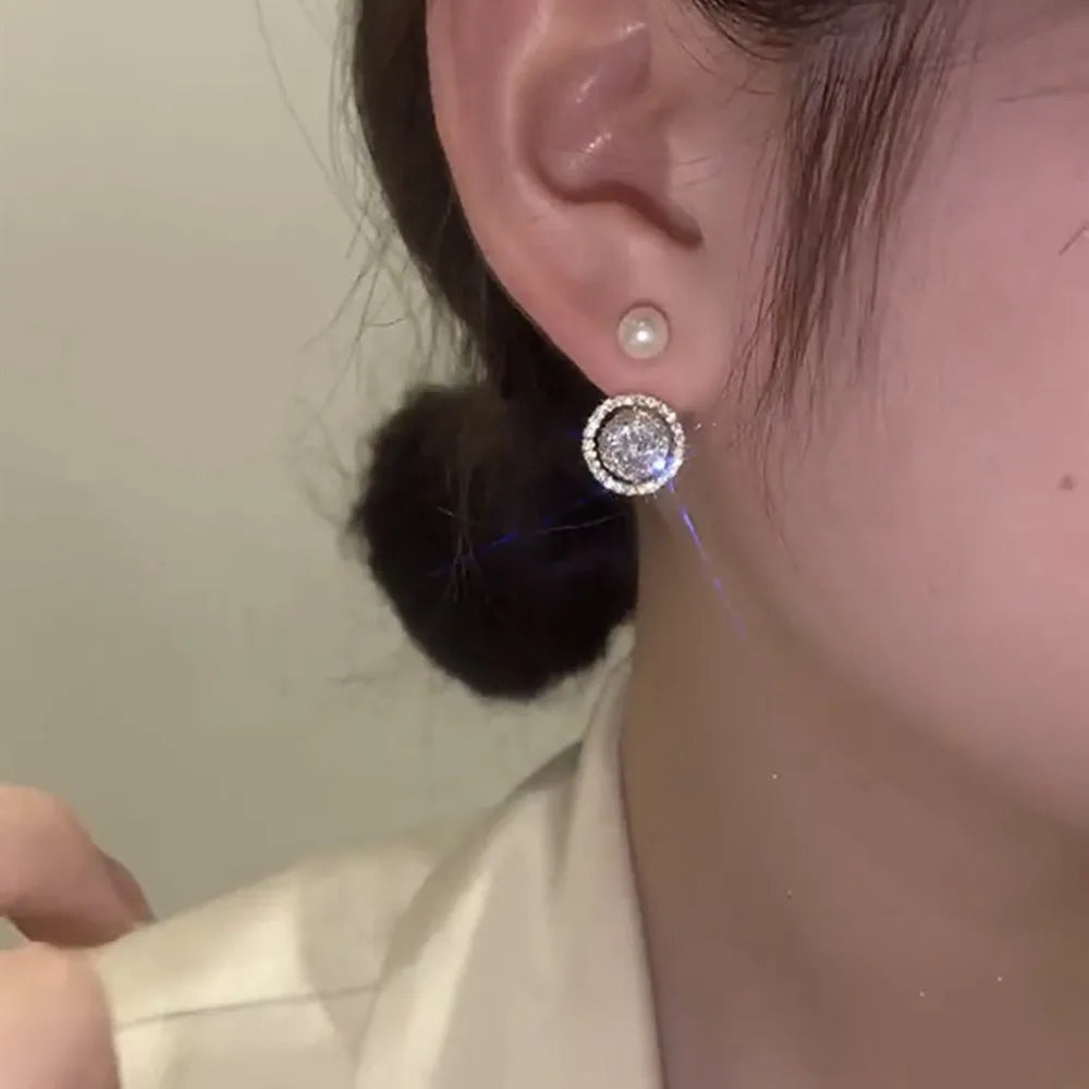 Bohemian Pearl & Rhinestone Stud Earrings