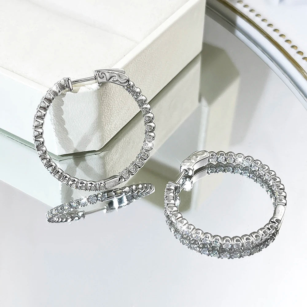 1.56CT Moissanite Hoop Earrings – 925 Sterling Silver