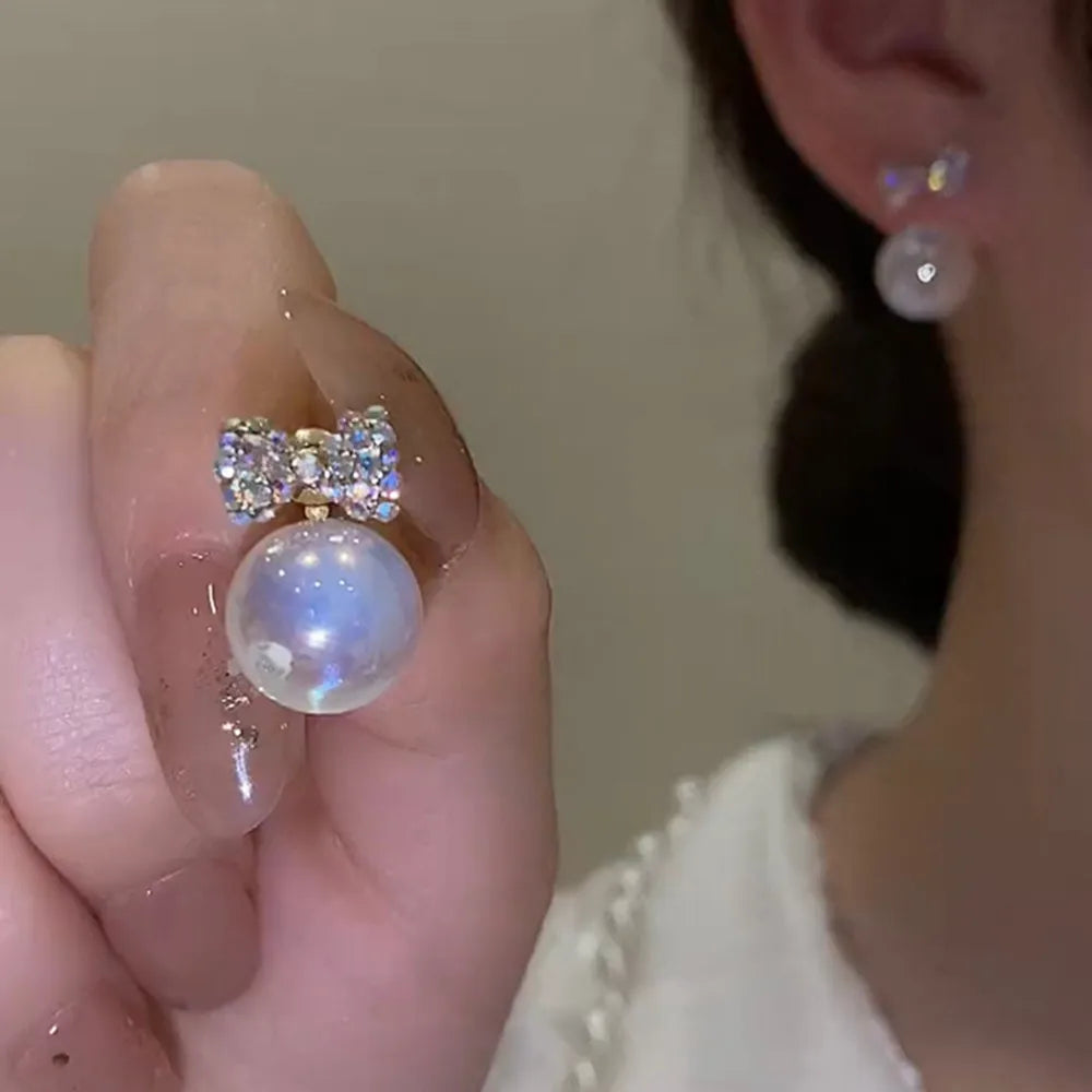 Bohemian Pearl & Rhinestone Stud Earrings