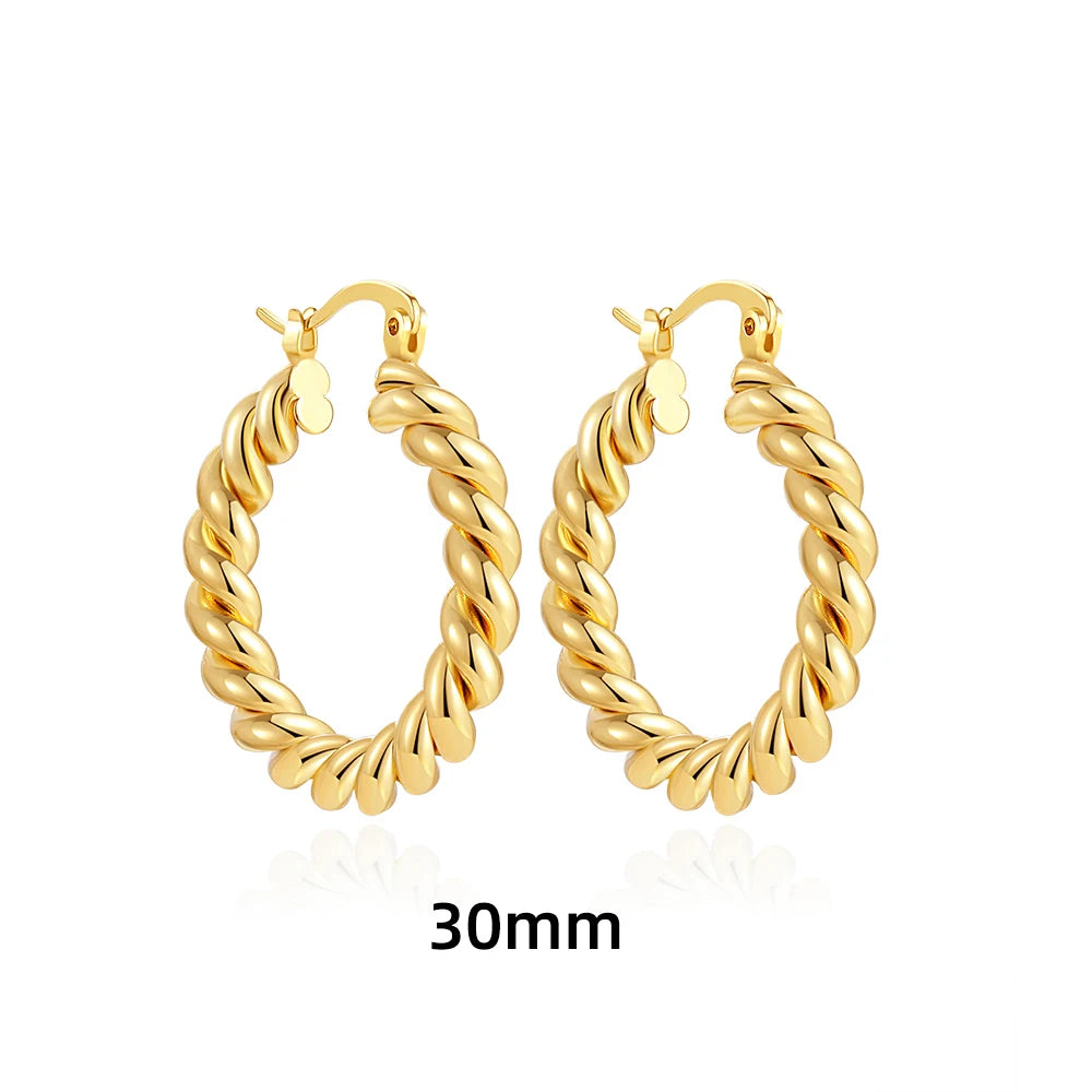 Gold Twisted Hoop Earrings