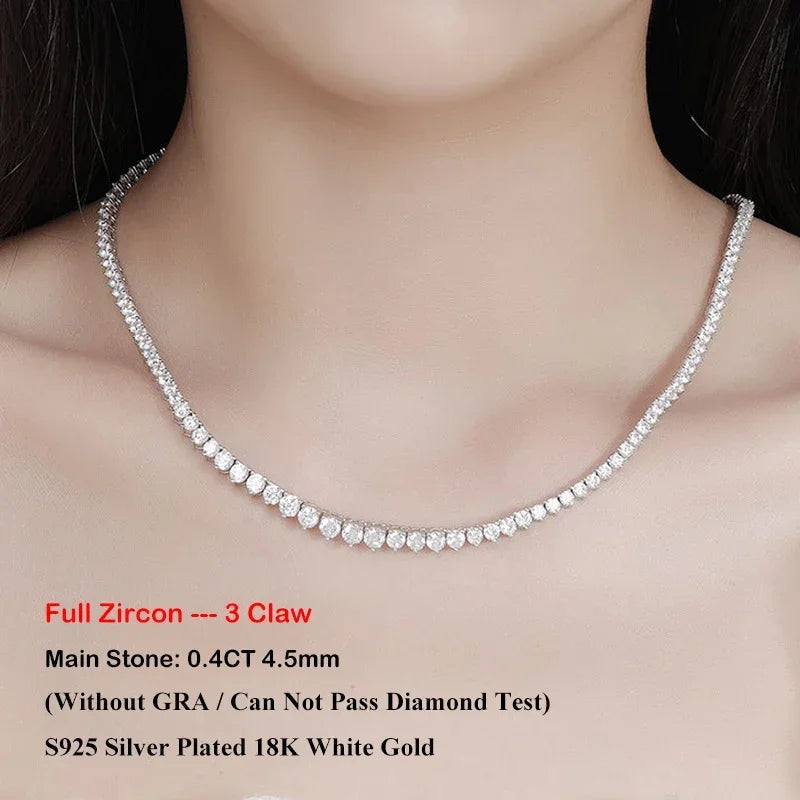4-Prong Moissanite Tennis Necklace – 925 Sterling Silver