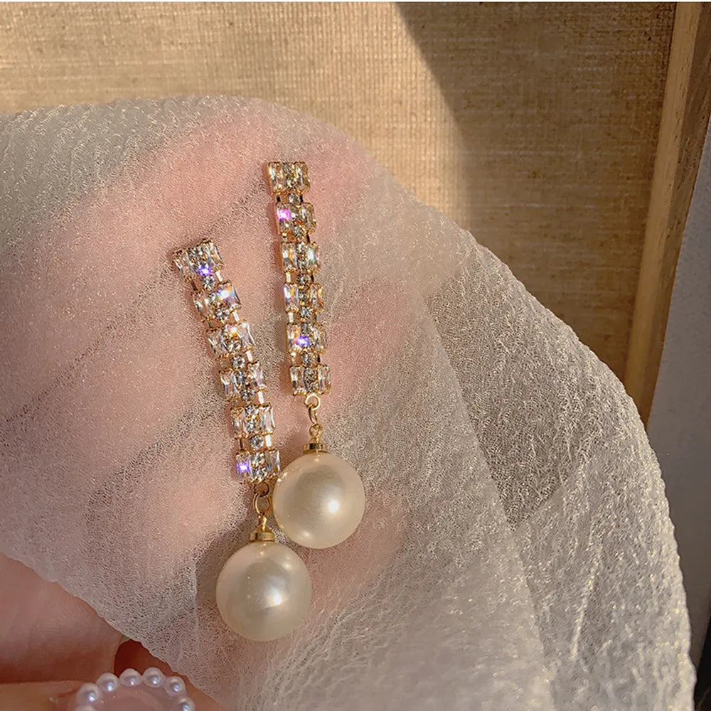 Bohemian Pearl & Rhinestone Stud Earrings