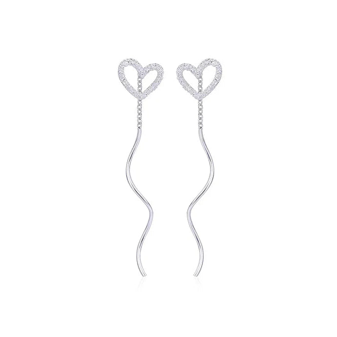 Bohemian Tassel Drop Earrings – Heart, Rose & Clover Charms
