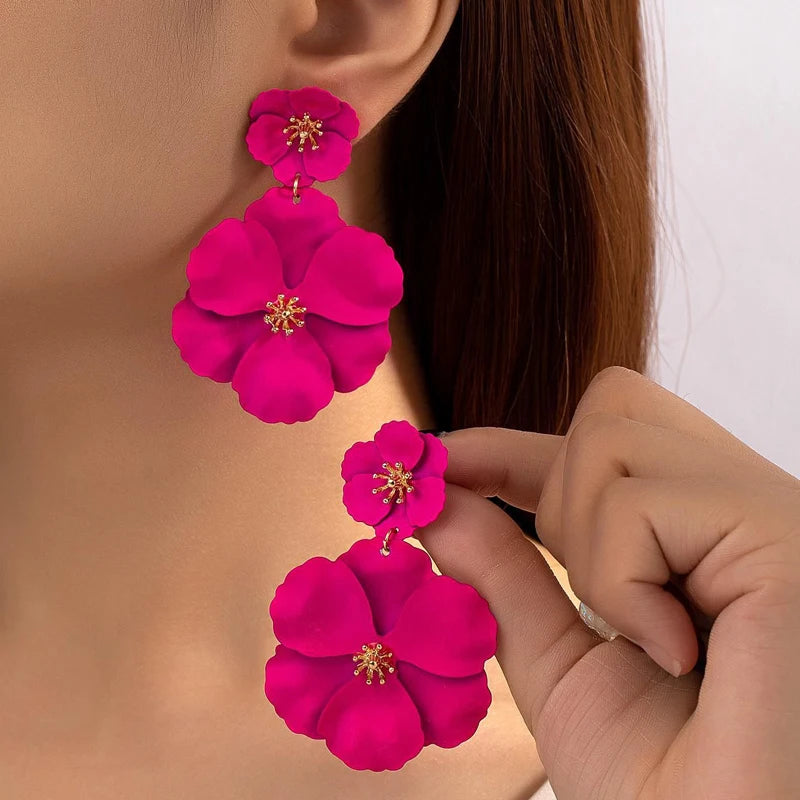 Fuchsia Flower Earrings