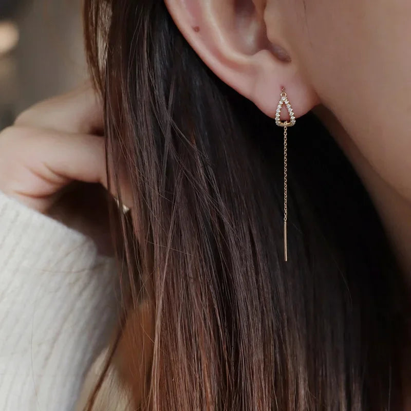 Multicolor Geometric Drop Earrings – Crystal & Copper