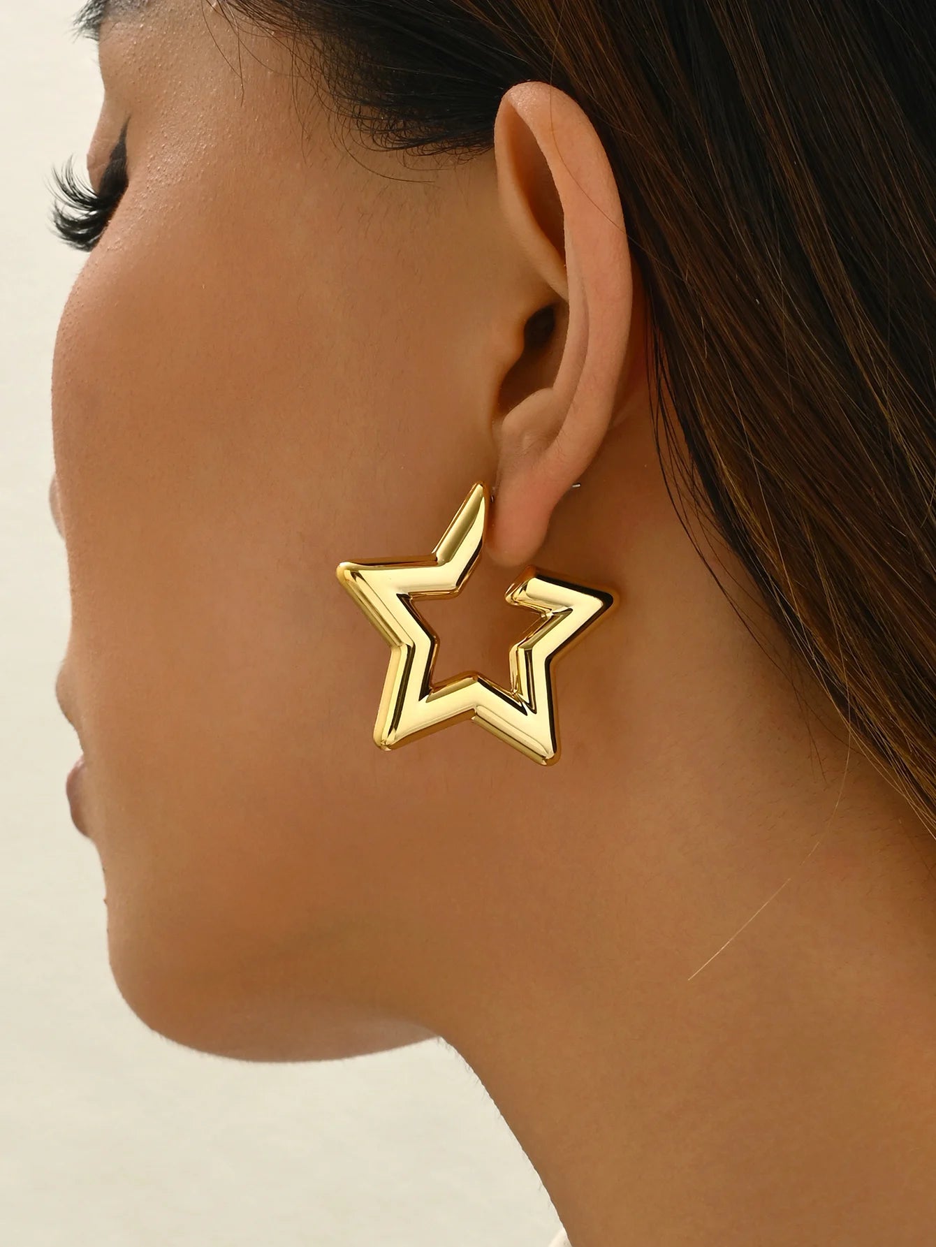 Eccentric Metallic Geometric Stud Earrings Minimalist Style