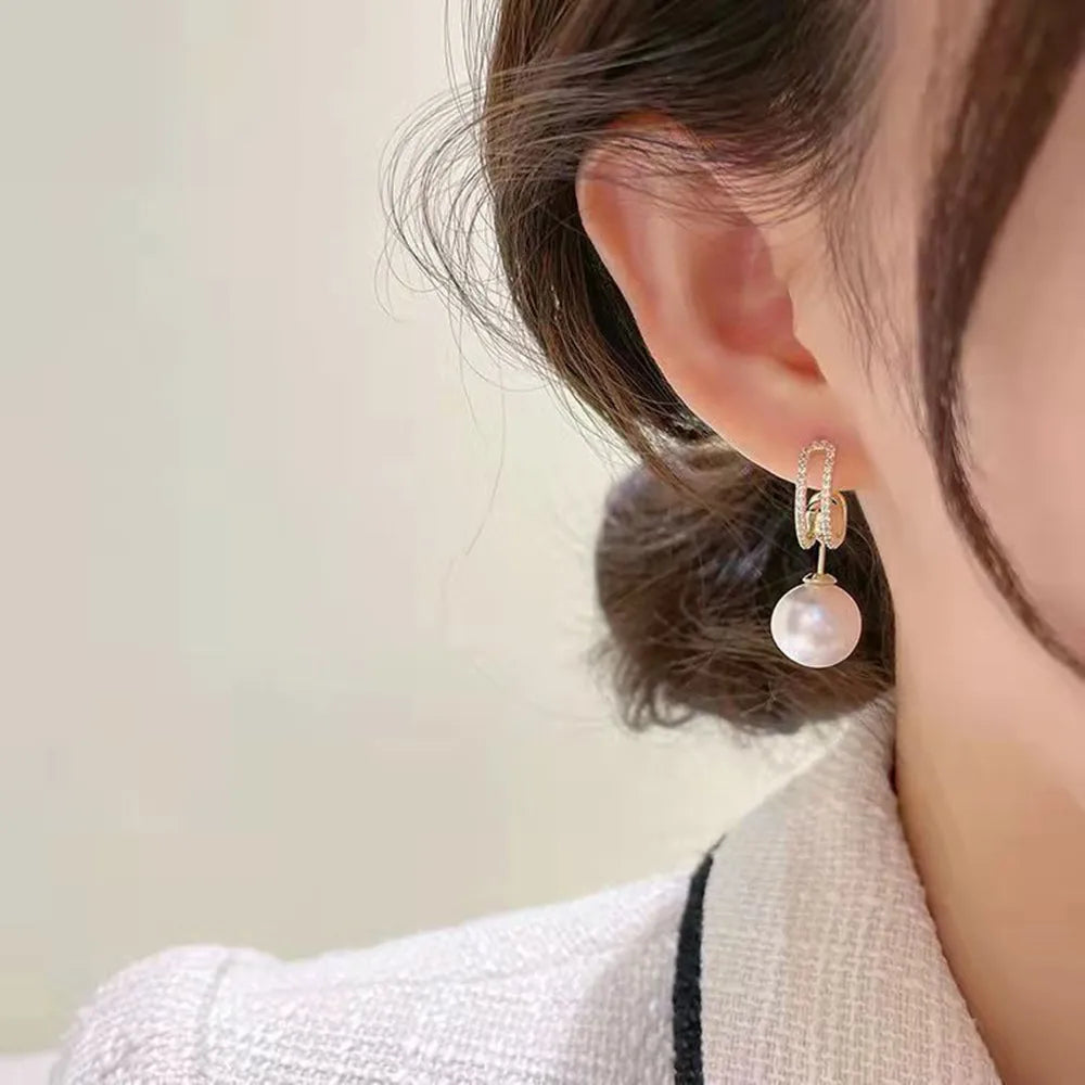 Bohemian Pearl & Rhinestone Stud Earrings