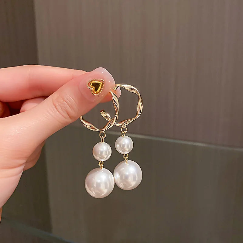 Bohemian Pearl & Rhinestone Stud Earrings