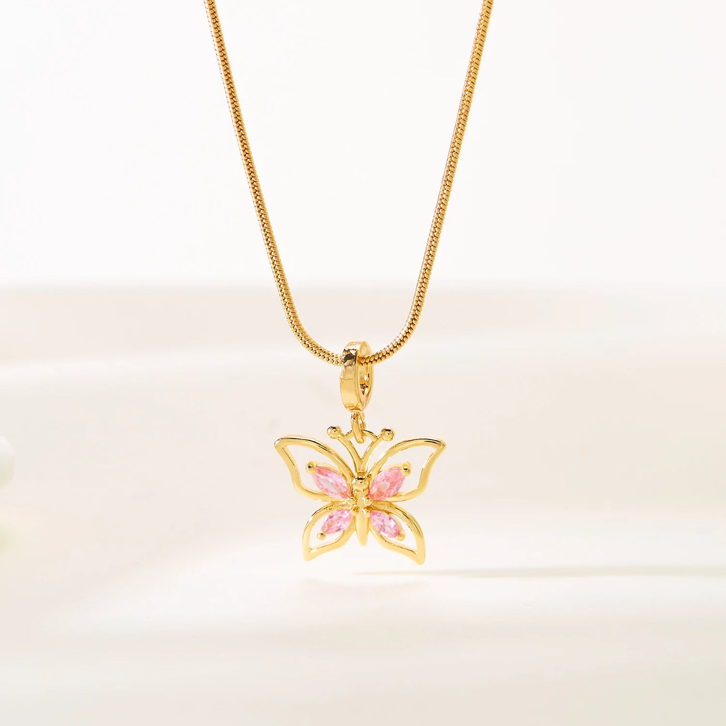 Butterfly Pendant Necklace – Gold-Plated SS Link Chain