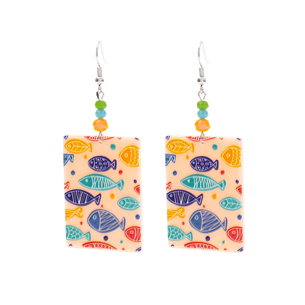 Vintage Blue Wave Acrylic Drop Earrings