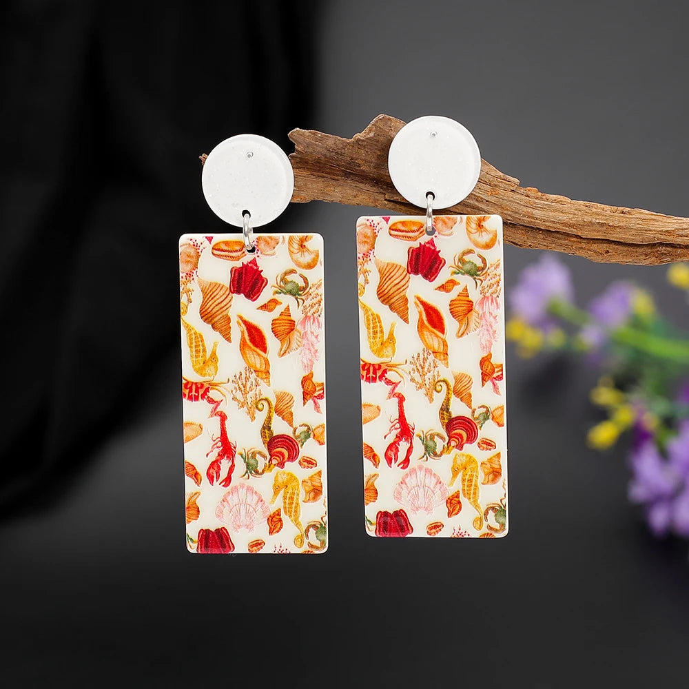 Vintage Blue Wave Acrylic Drop Earrings