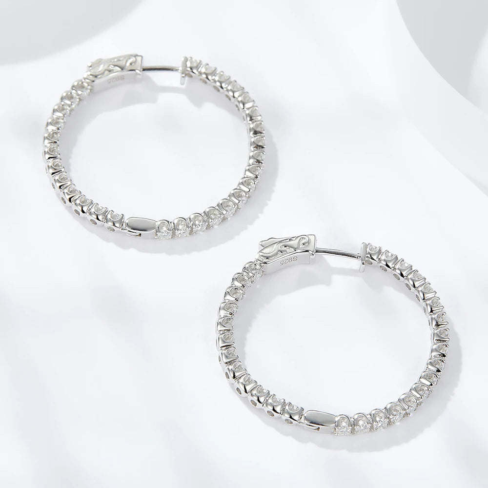1.56CT Moissanite Hoop Earrings – 925 Sterling Silver