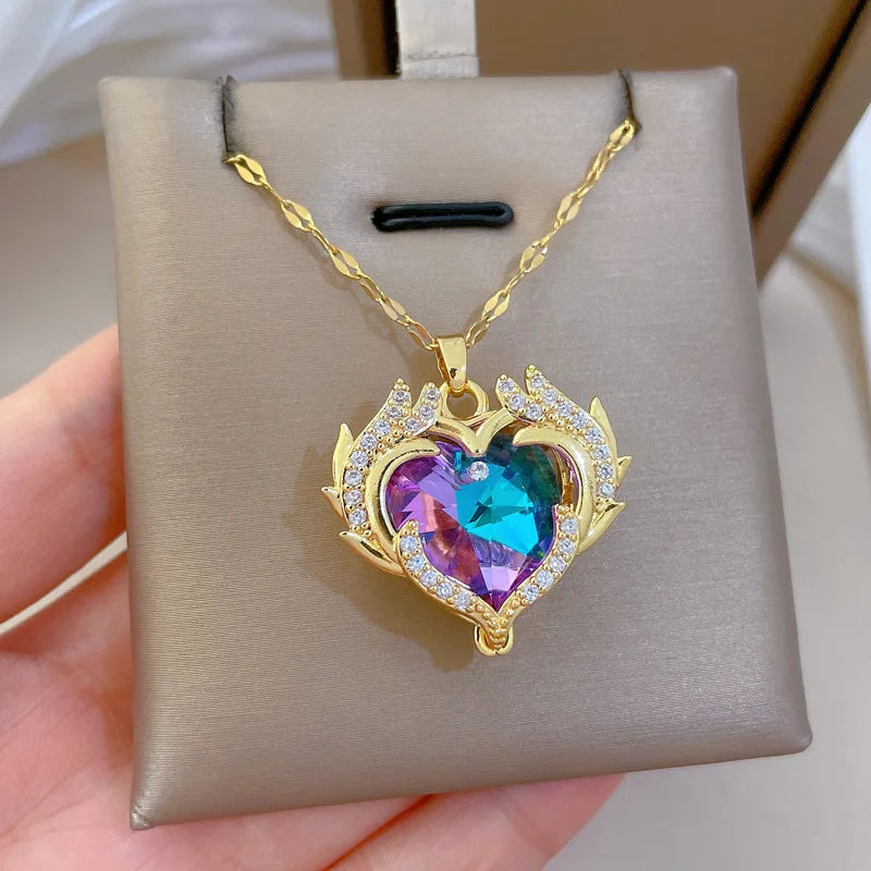 Majestic Fiery Heart Pendant Necklace