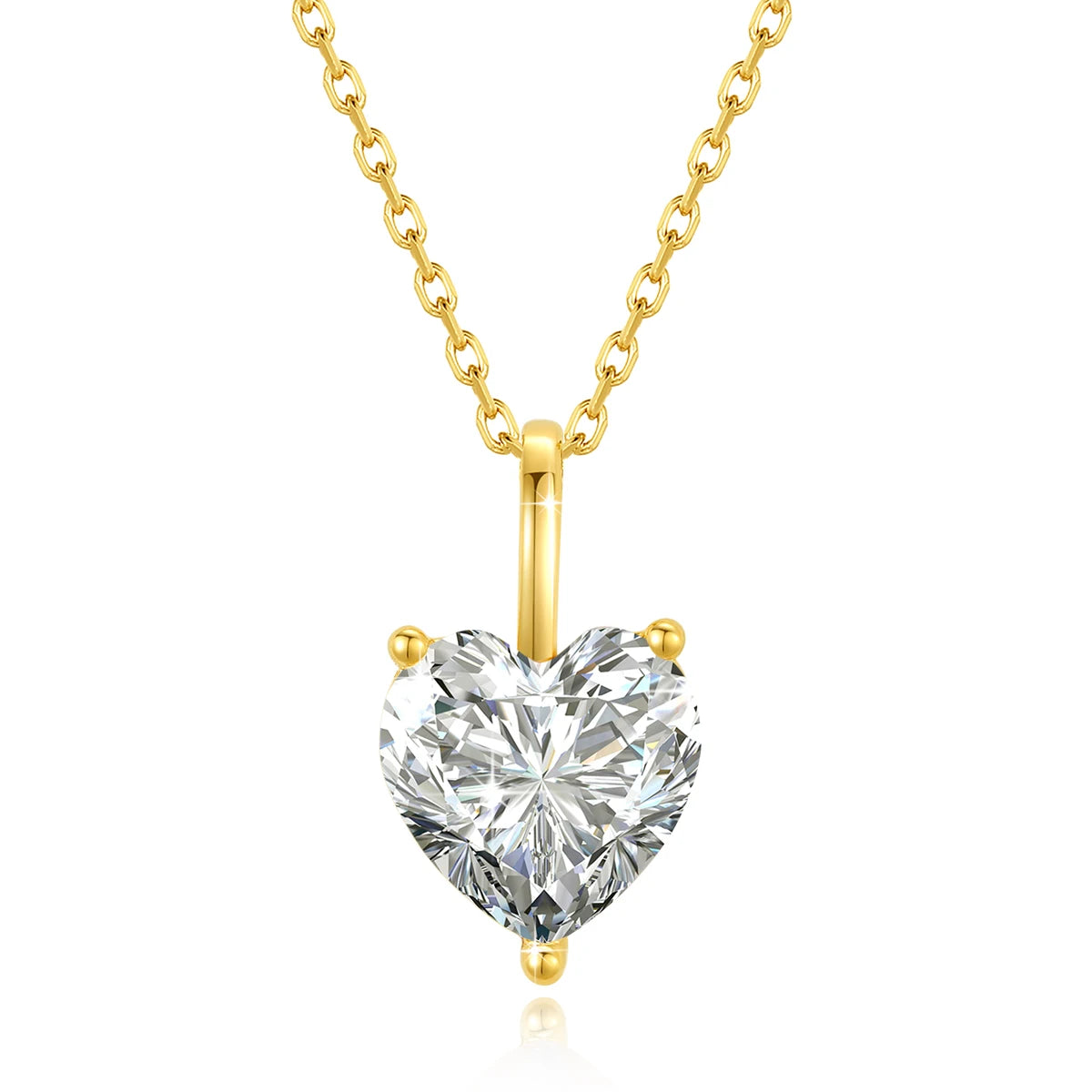 14K Gold Heart-Cut Moissanite Pendant Necklace – 1ct to 3ct