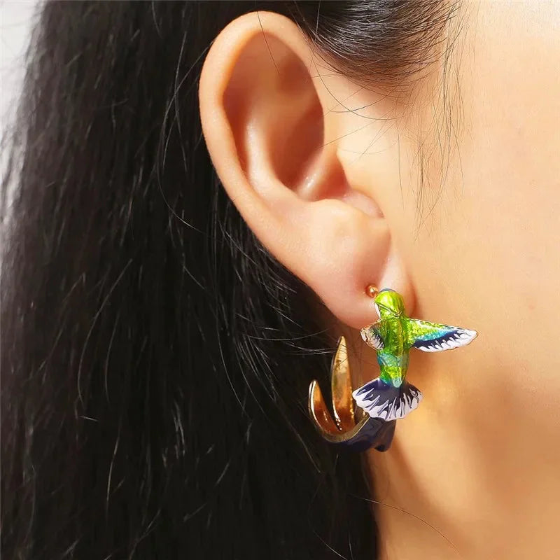 Cute Hummingbird Shape Drop Earrings