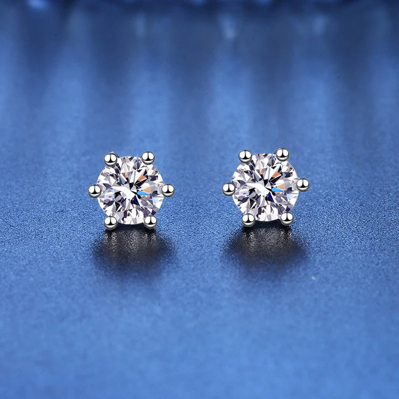 Classic 6-Prong Moissanite Stud Earrings