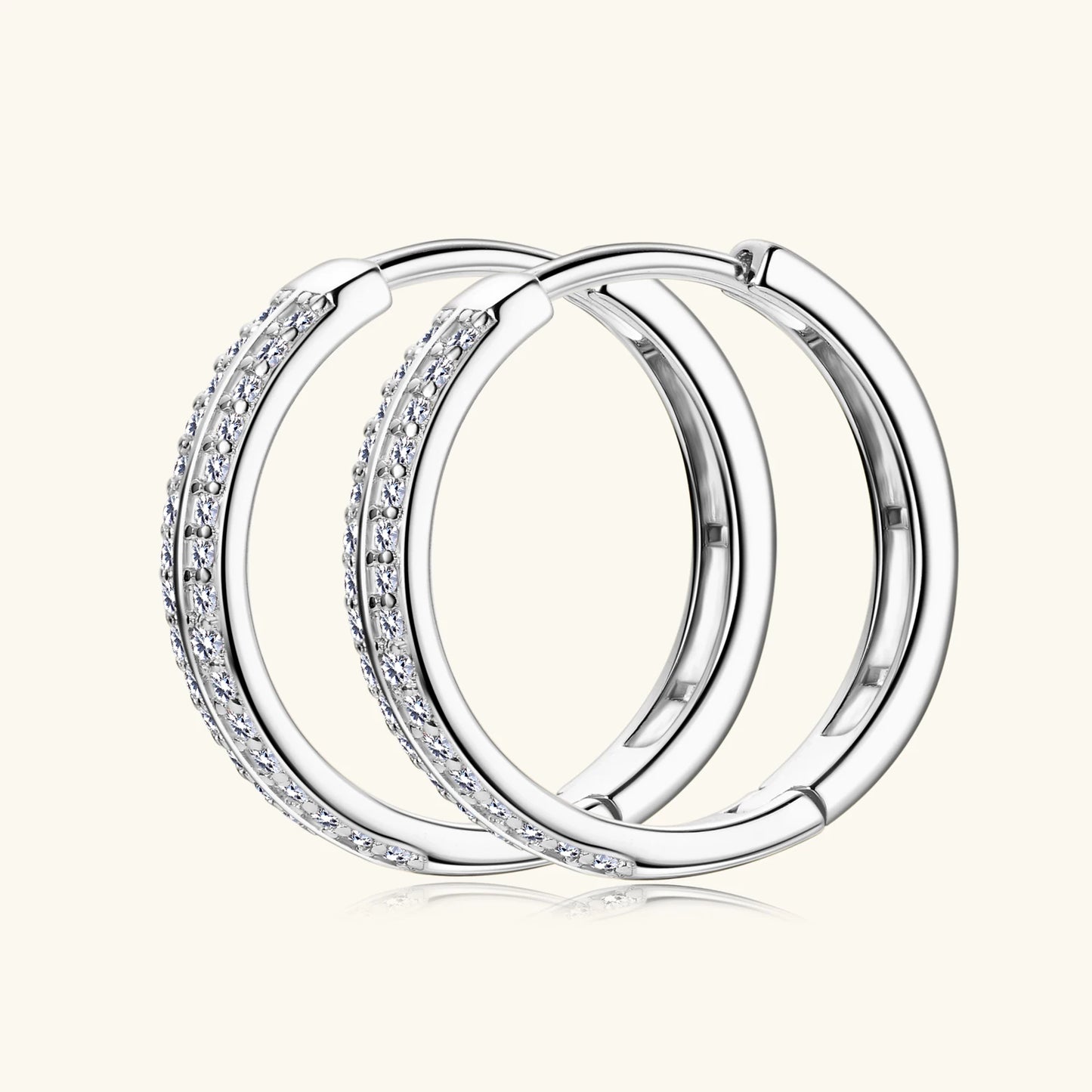 925 Sterling Silver / 14K Gold Plated Moissanite Hoop Earrings