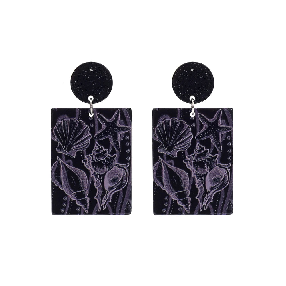 Vintage Blue Wave Acrylic Drop Earrings