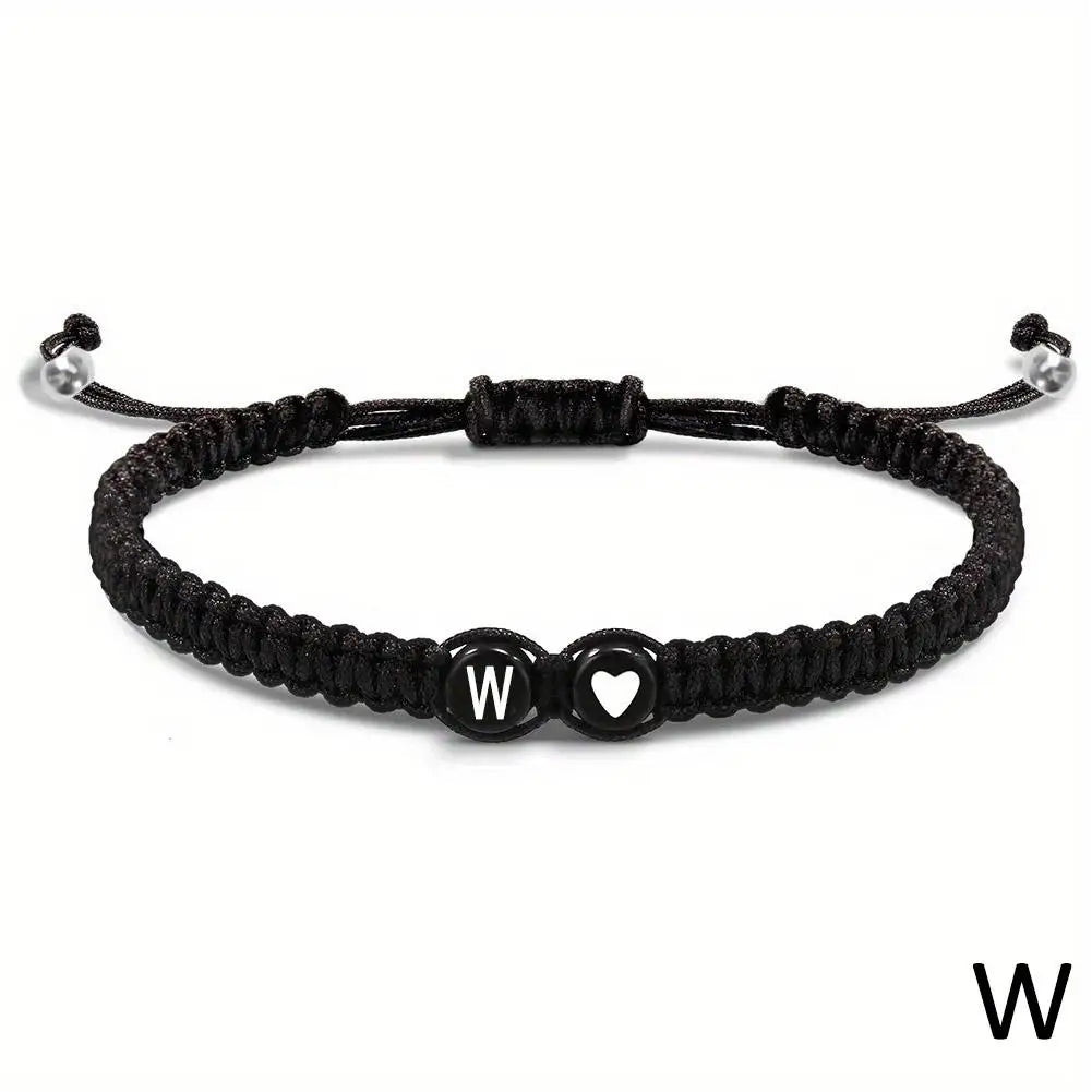 26 Letters Initial Heart Braided Bracelet