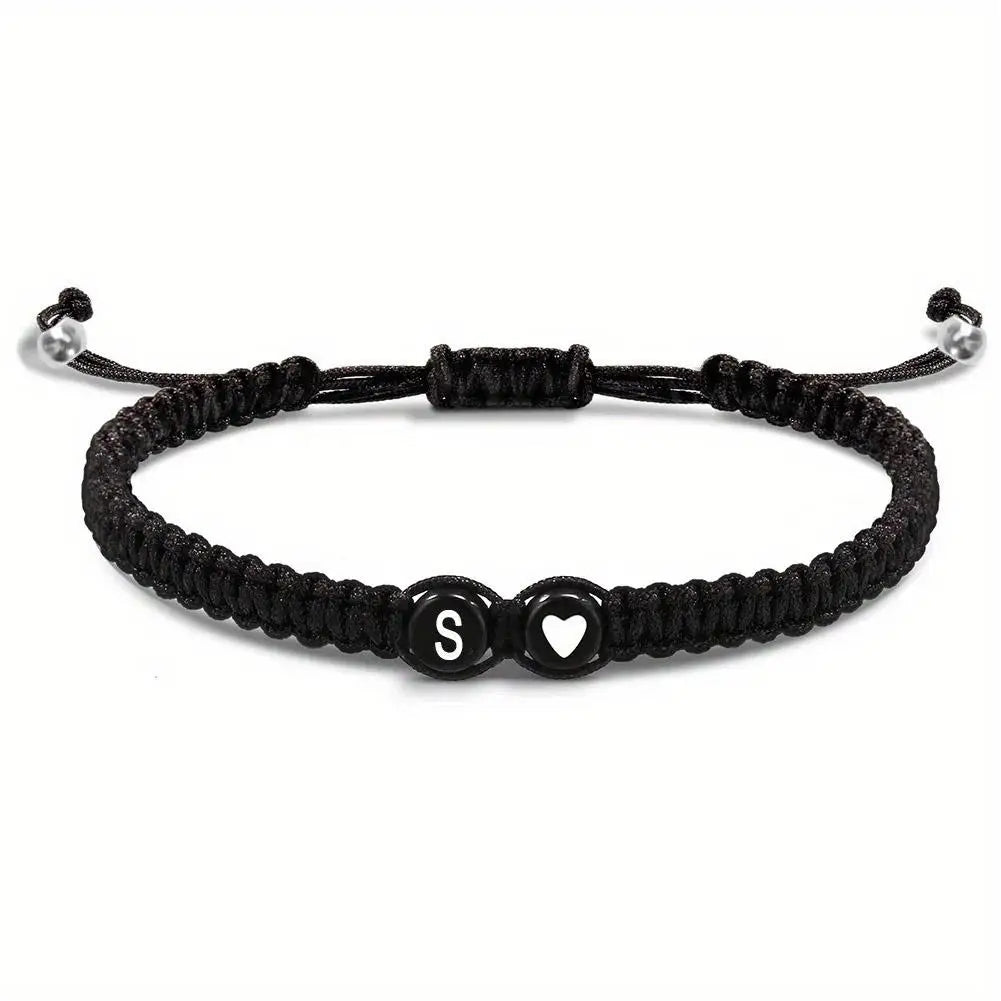 26 Letters Initial Heart Braided Bracelet