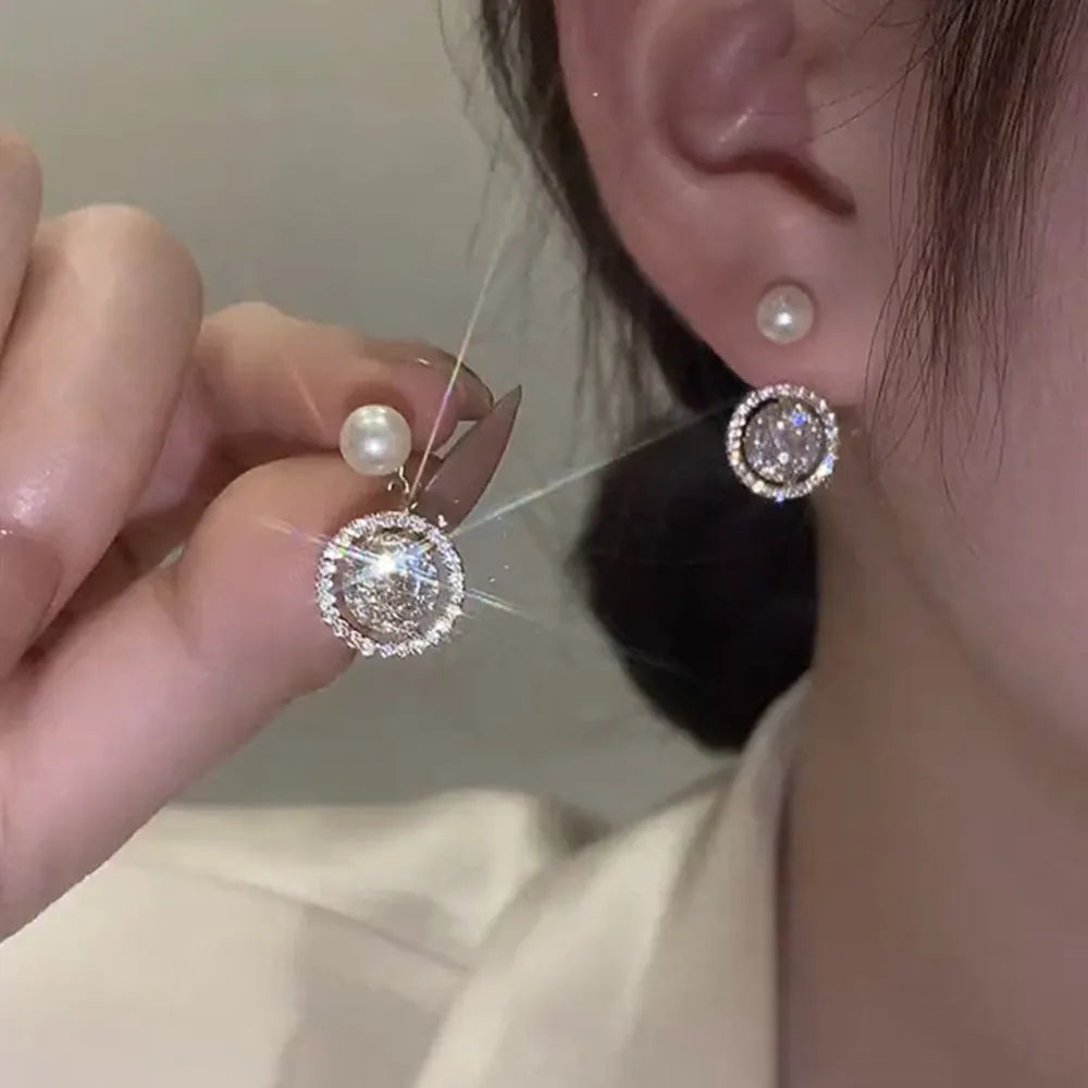 Bohemian Pearl & Rhinestone Stud Earrings