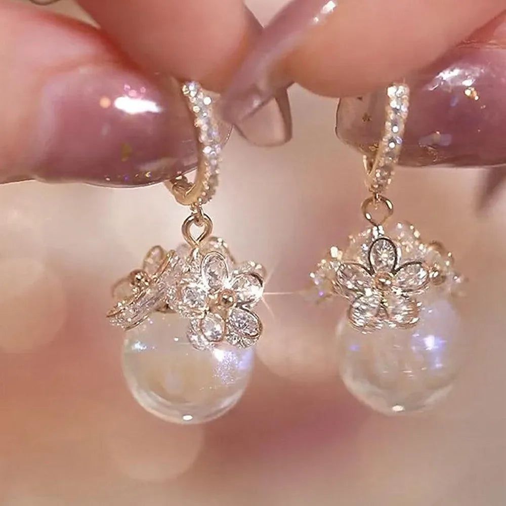 Bohemian Pearl & Rhinestone Stud Earrings