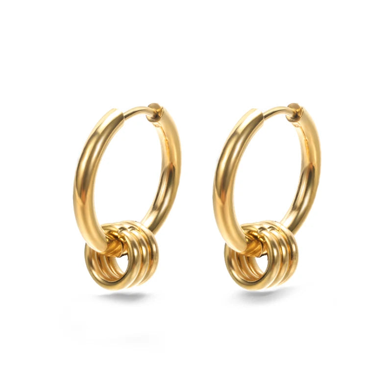 Golden/Silvery Multi-Shaped Hoop Earrings