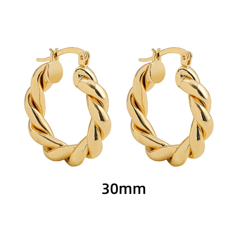 Gold Twisted Hoop Earrings