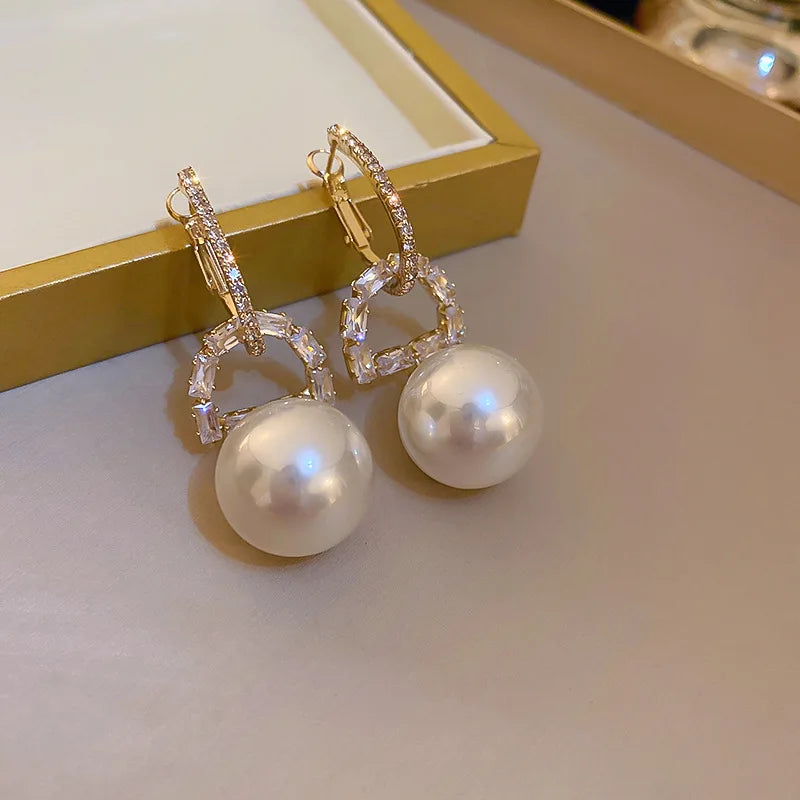 Bohemian Pearl & Rhinestone Stud Earrings