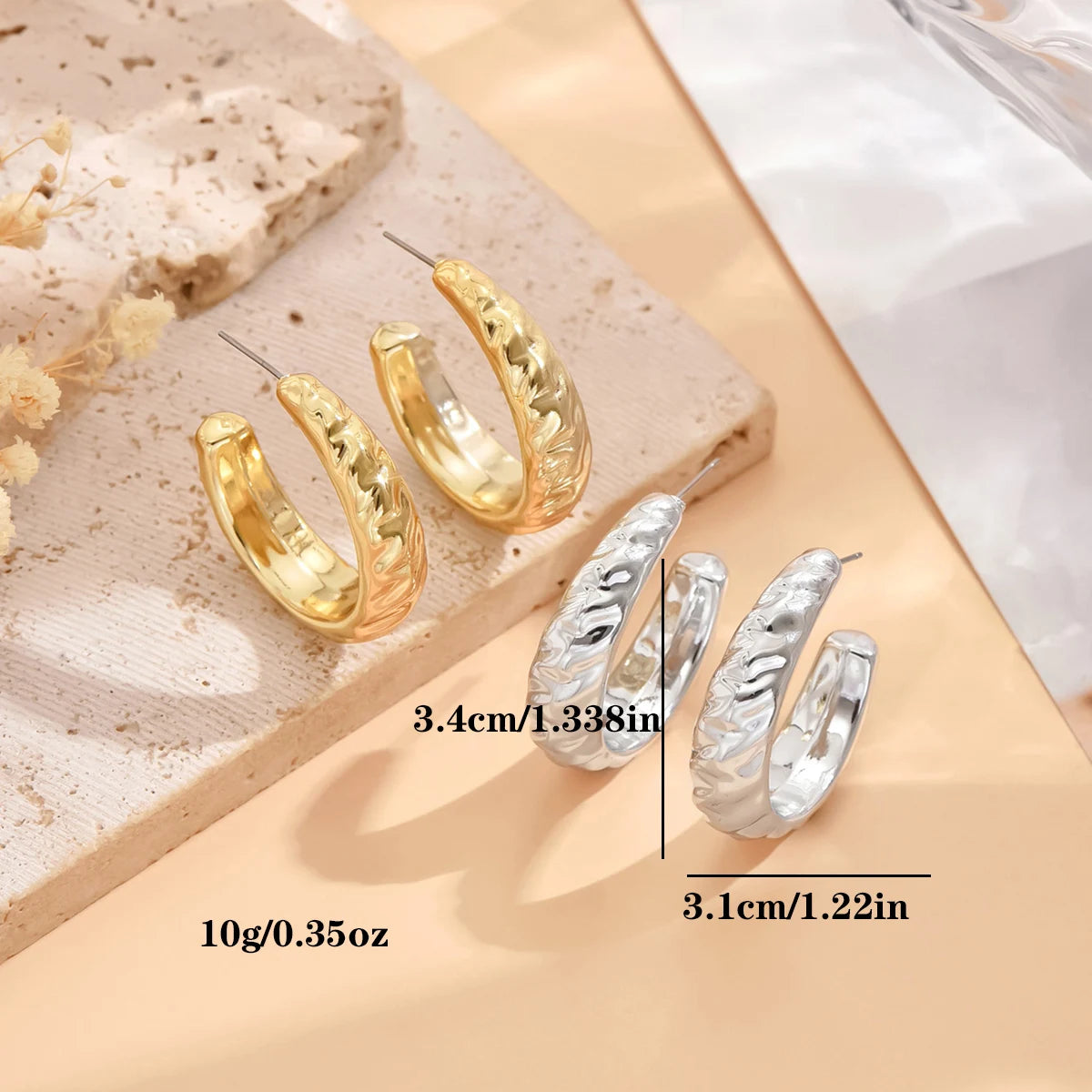 Eccentric Metallic Geometric Stud Earrings Minimalist Style